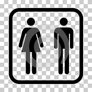 Restroom women and men wc symbol, flat web button, toilet vector illustration information