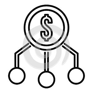 Restructuring money icon, outline style