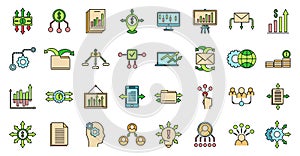 Restructuring refer icons set vector color line