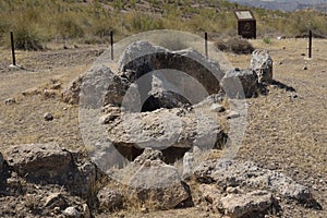 Rests of megalithic dolmen in park megalithic, Gorafe, Granada, Spain