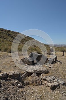 Rests of megalithic dolmen in park megalithic of Gorafe, Granada, Spain