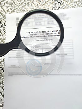 The result of the analysis - coronavirus COVID-19 qualitative RNA determination, PCR method