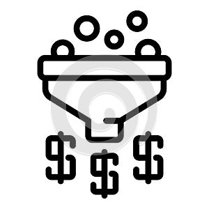 Result money funnel icon, outline style