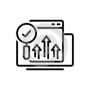 Black line icon for Resulted, graph and data