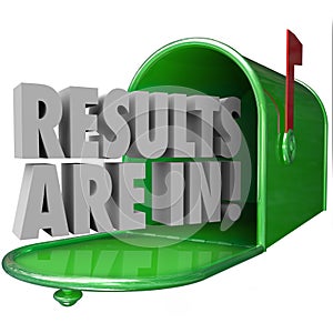 Results Are In Green Metal Mailbox 3d Words