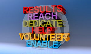 Results reach dedicate help volunteer enable on blue