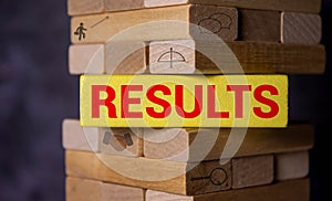 RESULTS word written on wood block, business concept