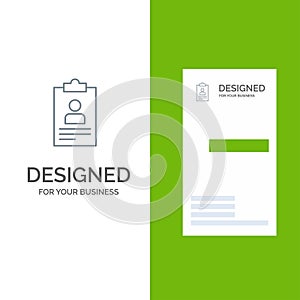Resume, Application, Clipboard, Curriculum, Cv Grey Logo Design and Business Card Template