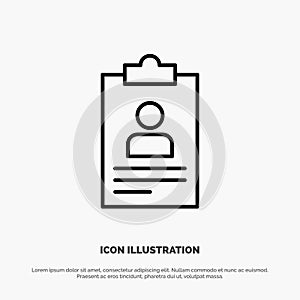 Resume, Application, Clipboard, Curriculum, Cv Line Icon Vector