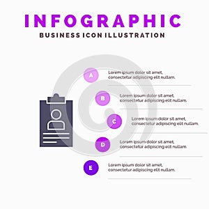 Resume, Application, Clipboard, Curriculum, Cv Solid Icon Infographics 5 Steps Presentation Background