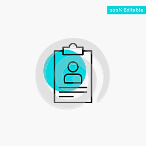 Resume, Application, Clipboard, Curriculum, Cv turquoise highlight circle point Vector icon photo