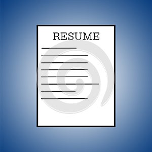 Resume or Application Icon On blue background