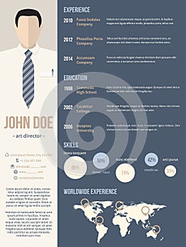 Resume cv template with business man photo