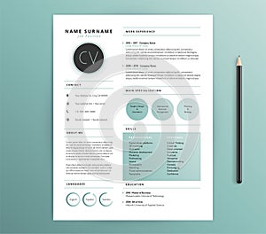 Resume / CV template design - nature feel green color - vector s