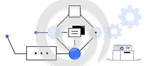 Digital Resume Analysis and Management Concept with Data Processing Visualization