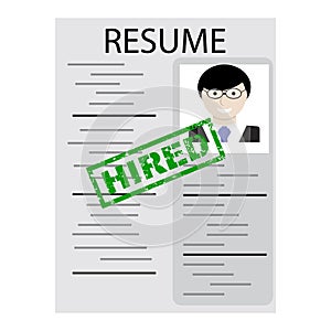 Resume with stamp hired