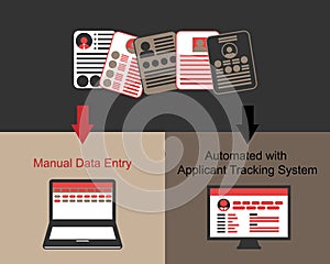 Resumes transform with ATS Applicant tracking system vector