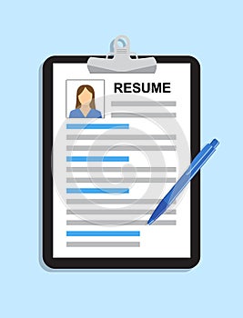 Resumes. CV curriculum vitae application. Selecting staff. Resume template for web landing page, banner, presentation, social