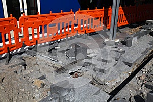 Resurfacing works on a working railway station platform