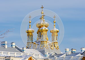 Resurrection church of Catherine palace in winter, Tsarskoe Selo Pushkin, Saint Petersburg, Russia