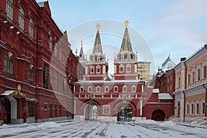 Resurrection gates of Kitay-gorod on an early winter morning