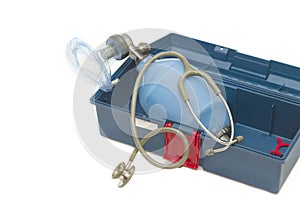 Resuscitator( ambu-bag ) with Stethoscope photo
