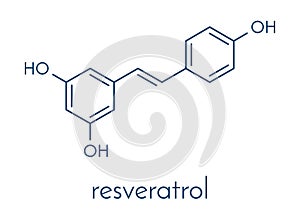 Resveratrol molecule. Present in many plants, including grapes and raspberries. Believed to have a number of positive health.