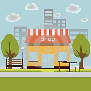 Retail business urban shop, store