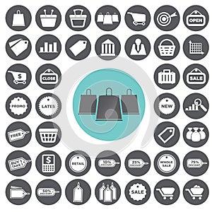 Retail commerce and marketing icons set.