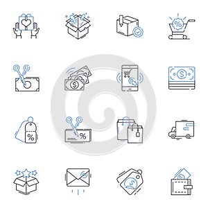 Retail customer line icons collection. Shopper, Consumer, Buyer, Patron, Clientele, Customer, Visitor vector and linear