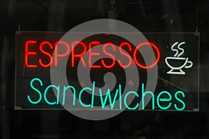 Retail image of a neon restaurant sign