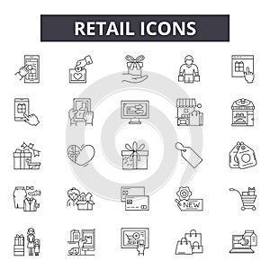 Retail line icons, signs, vector set, linear concept, outline illustration