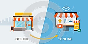 Retail offline to online and successfull business photo