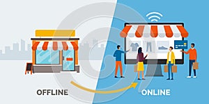 Retail offline to online and successfull business photo