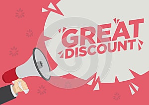 Retail Sale promotion discount shoutout with a megaphone speech bubble against a red background photo