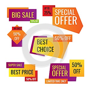 Retail sale tags. Cheap price flyer, best offer price and big sale pricing tag badge design. Limited sales offer label or store