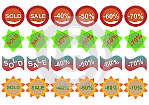 Retail sticker set:Sell and discount