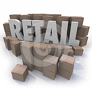 Retail Word Cardboard Boxes Store Products Inventory Stock