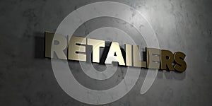 Retailers - Gold text on black background - 3D rendered royalty free stock picture