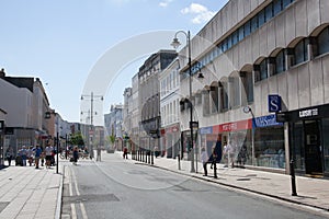 Retailers on the High Street in Cheltenham, Gloucestershire, United Kingdom