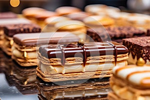 Retailing goodness: a variety of chocolate cakes for sale