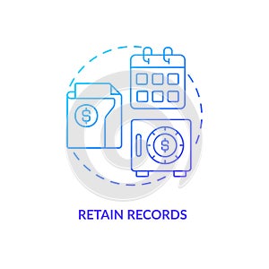 Retain records blue gradient concept icon