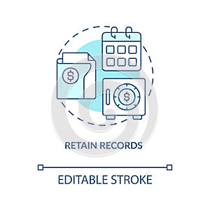 Retain records turquoise concept icon