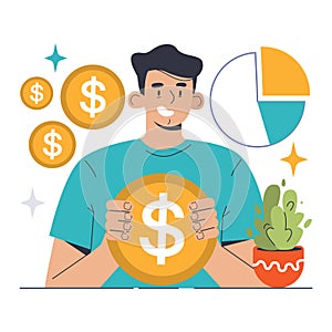 Retained Earnings concept. Flat vector illustration