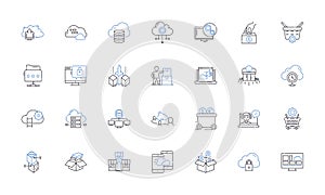 Retaining line icons collection. Preservation, Conservation, Continuity, Longevity, Sustainability, Security, Stability