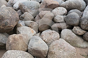 Retaining wall made of stones, boulders.