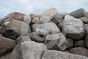 Retaining wall made of stones, boulders.