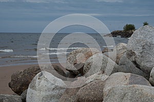 Retaining wall made of stones, boulders.