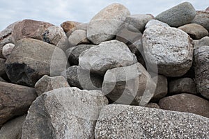 Retaining wall made of stones, boulders.