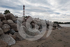 Retaining wall made of stones, boulders.